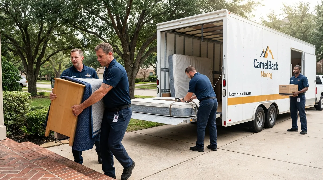 Crew loading residential truck for cross-state move from Hempstead, NY